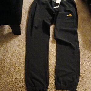 Adidas Black Joggers with Gold Logo